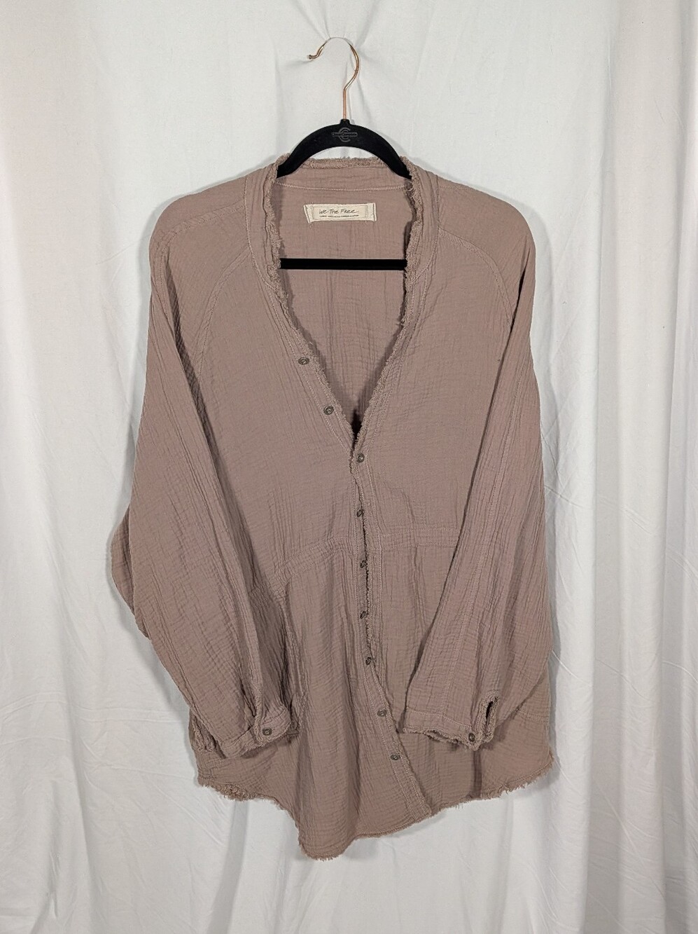 We The Free Button-Down Gauze Shirt in Dusty Mauve